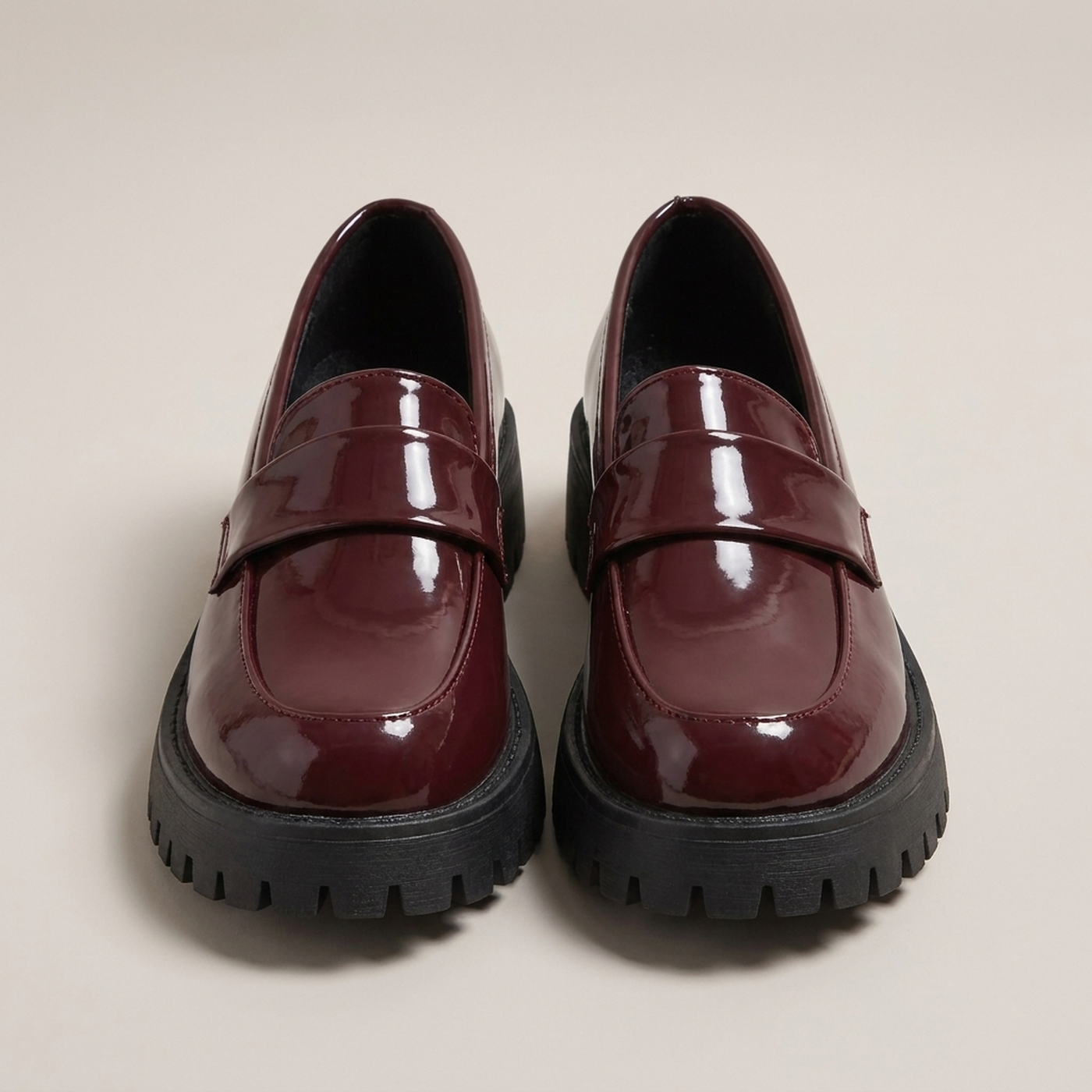 PLUXSTYLE::numise::womens-cushioned-platform-loafers::pack-red