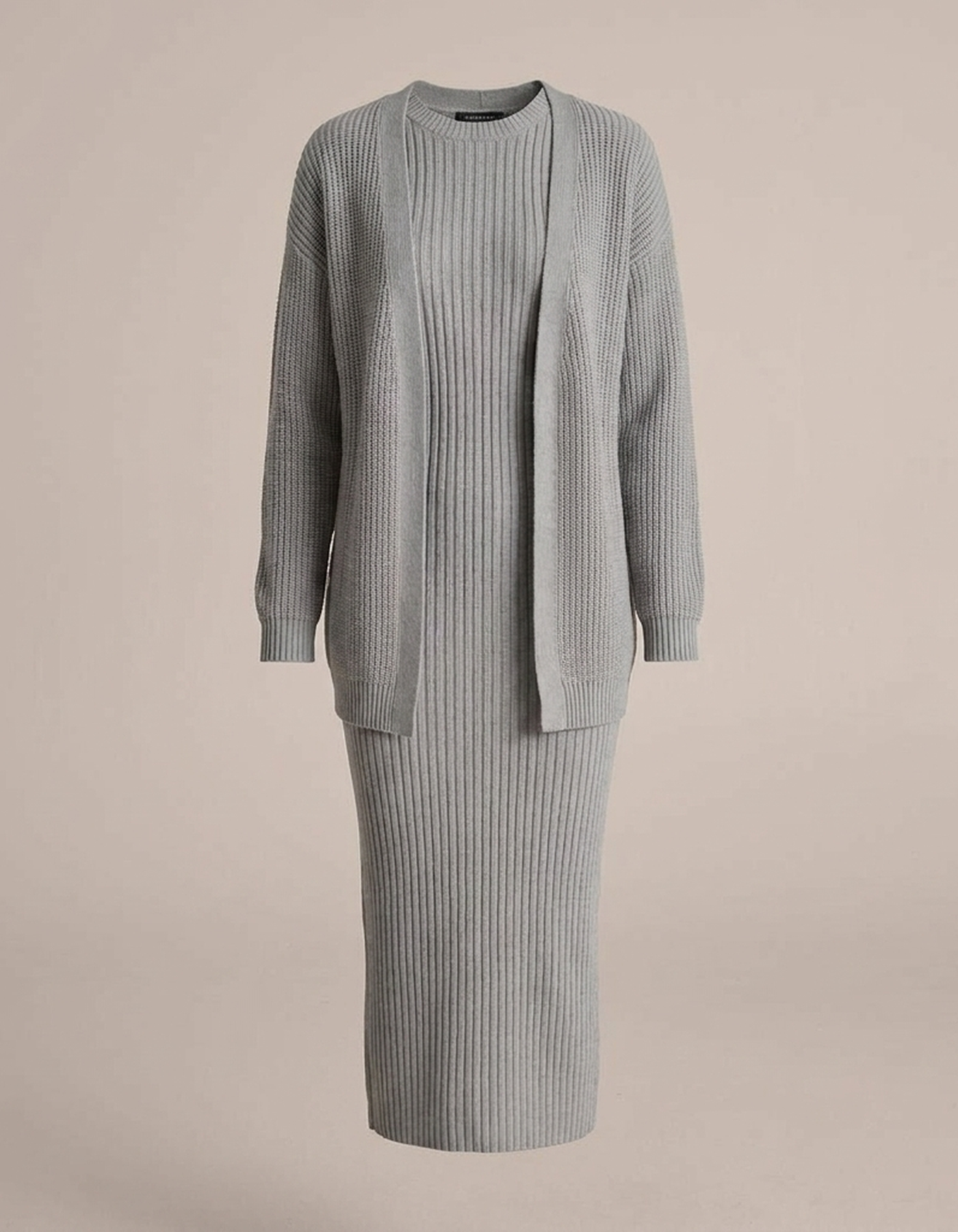 PLUXSTYLE::numise::slim-fit-cardigan-dress-set::pack-gray