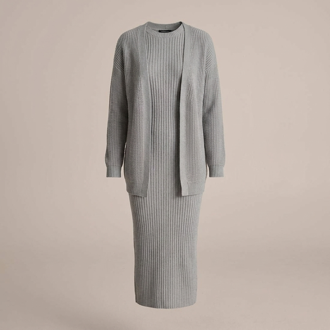 PLUXSTYLE::numise::slim-fit-cardigan-dress-set::pack-gray