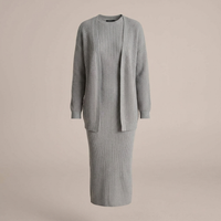 PLUXSTYLE::numise::slim-fit-cardigan-dress-set::pack-gray