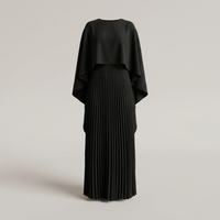 PLUXSTYLE::numise::alicia-pleated-cape-maxi-dress::pack-black