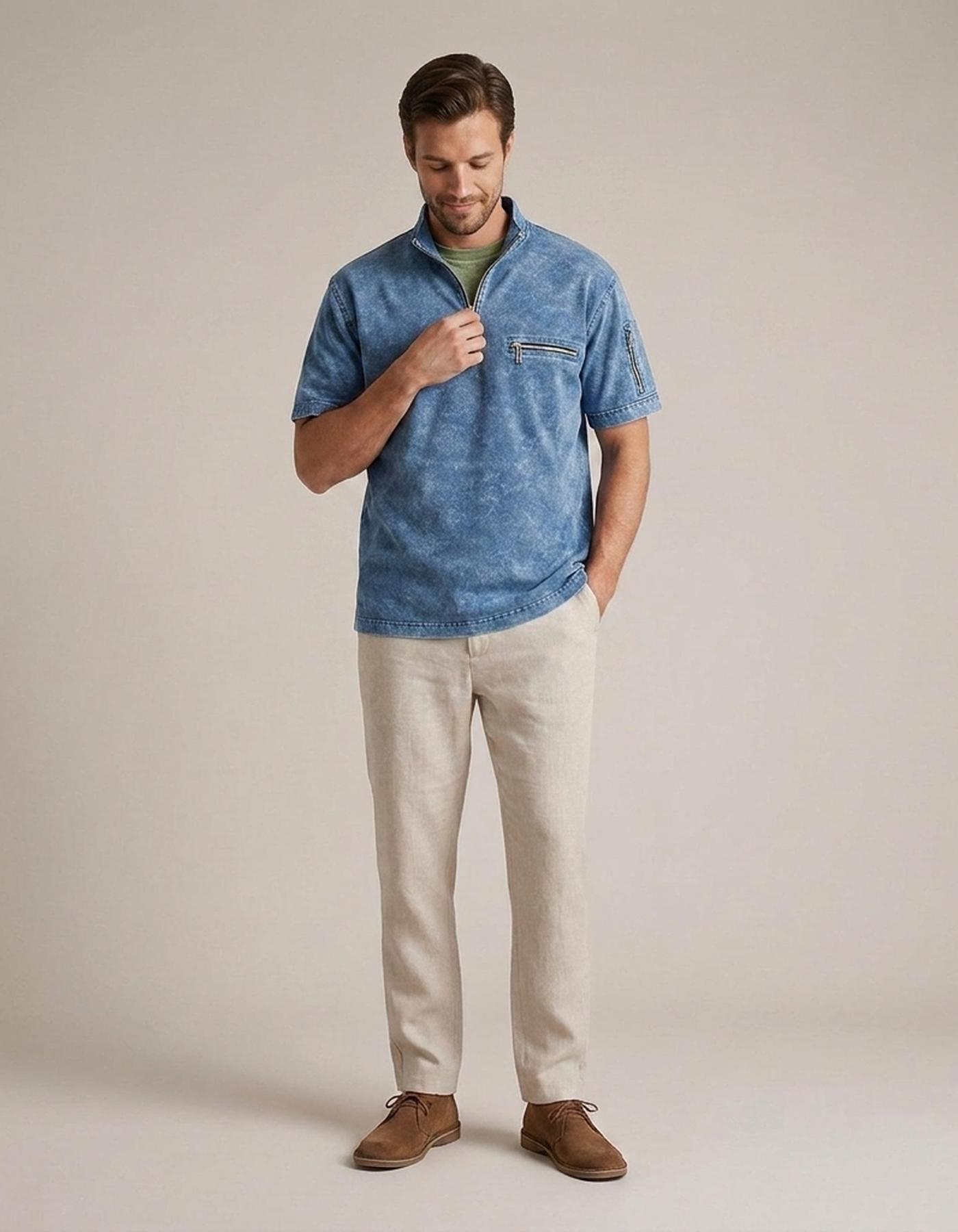 PLUXSTYLE::numise::mens-zip-up-henley-top-2-pack::front