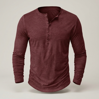 PLUXSTYLE::numise::mens-relaxed-long-sleeve-henley-top::pack-red