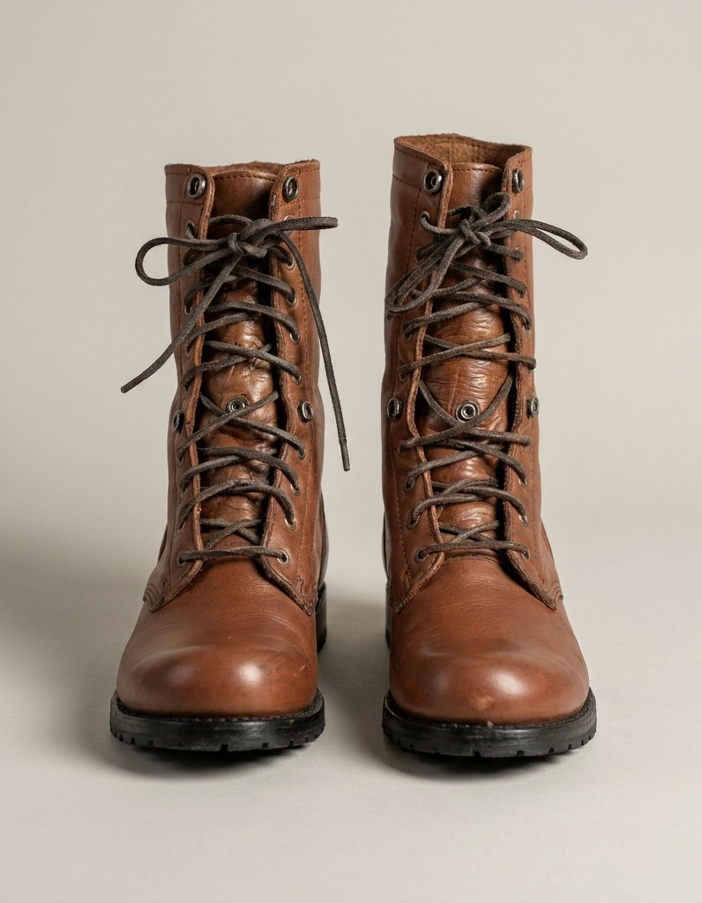 PLUXSTYLE::numise::womens-vintage-lace-up-combat-boots::pack-brown