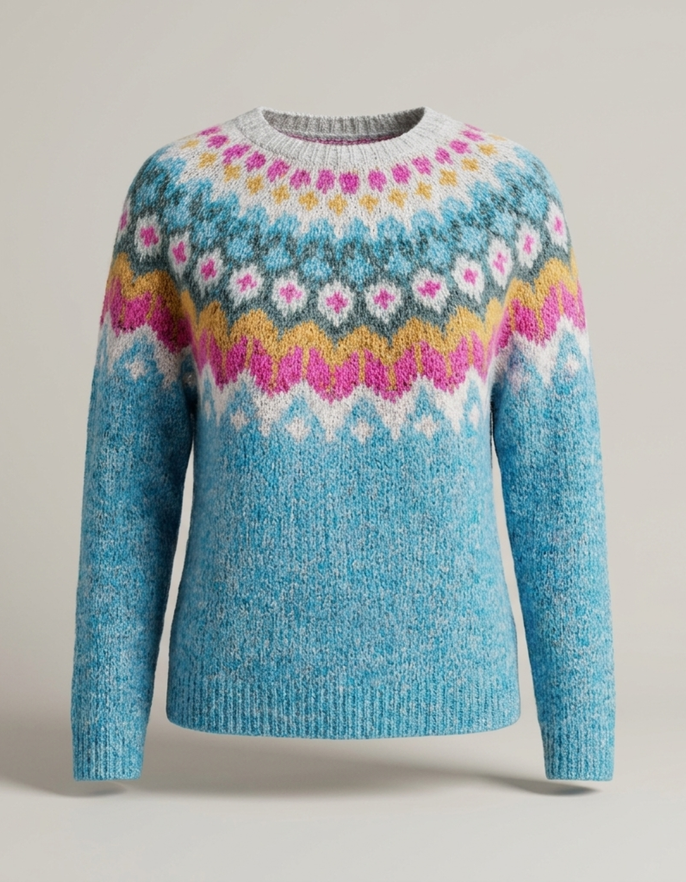 PLUXSTYLE::numise::blue-fair-isle-crew-neck-sweater::pack-blue