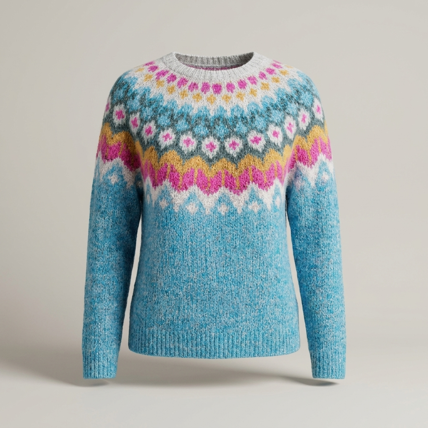 PLUXSTYLE::numise::blue-fair-isle-crew-neck-sweater::pack-blue
