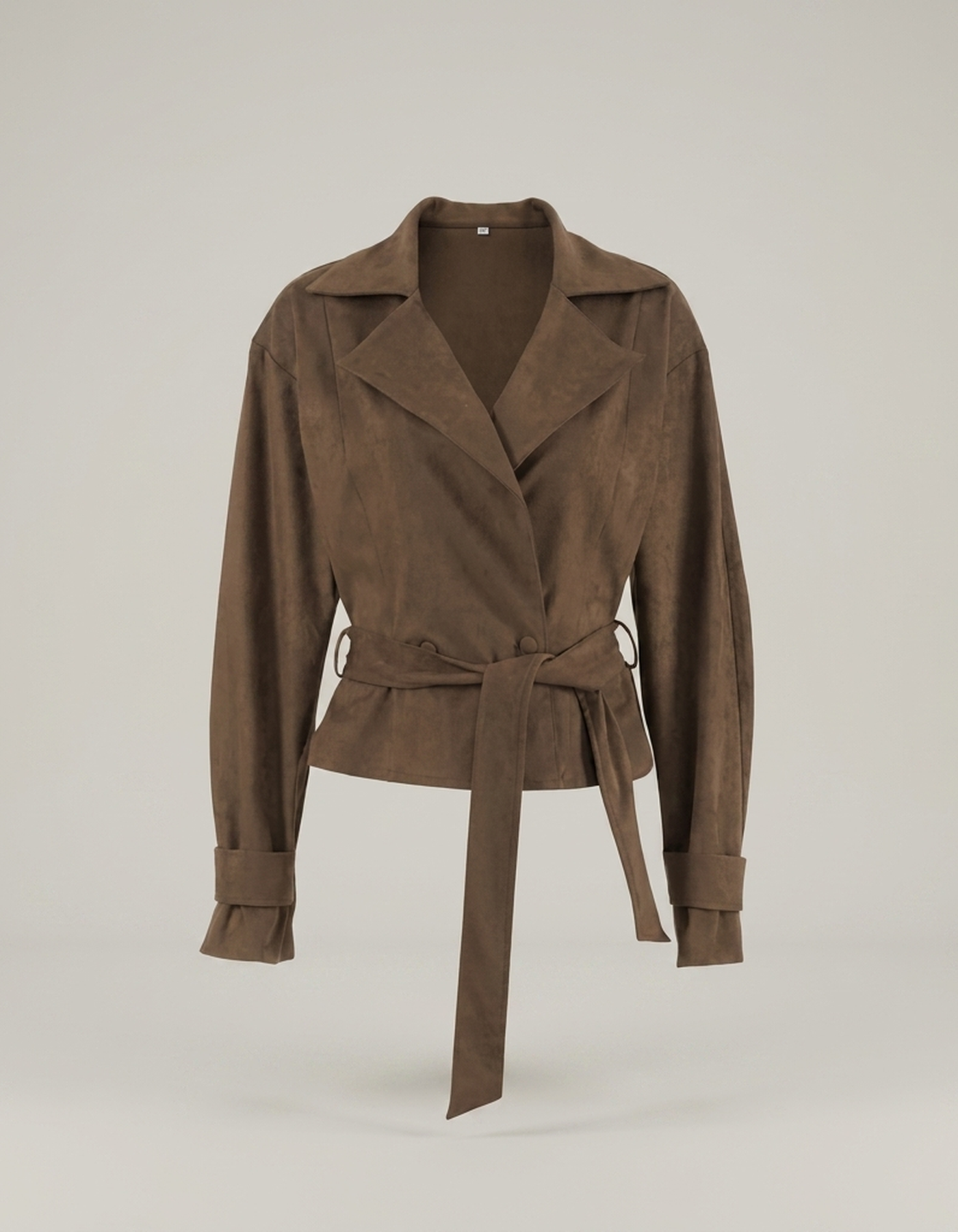 PLUXSTYLE::numise::womens-wide-lapel-belted-parka::pack-brown