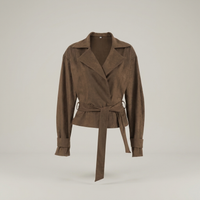 PLUXSTYLE::numise::womens-wide-lapel-belted-parka::pack-brown