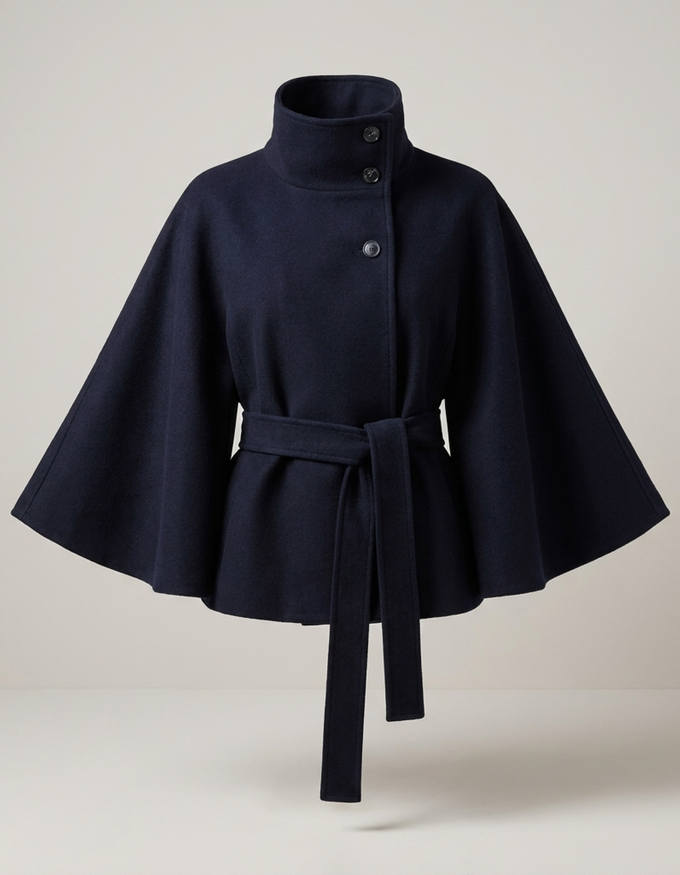 PLUXSTYLE::numise::cape-sleeve-belted-parka::pack-navy-blue