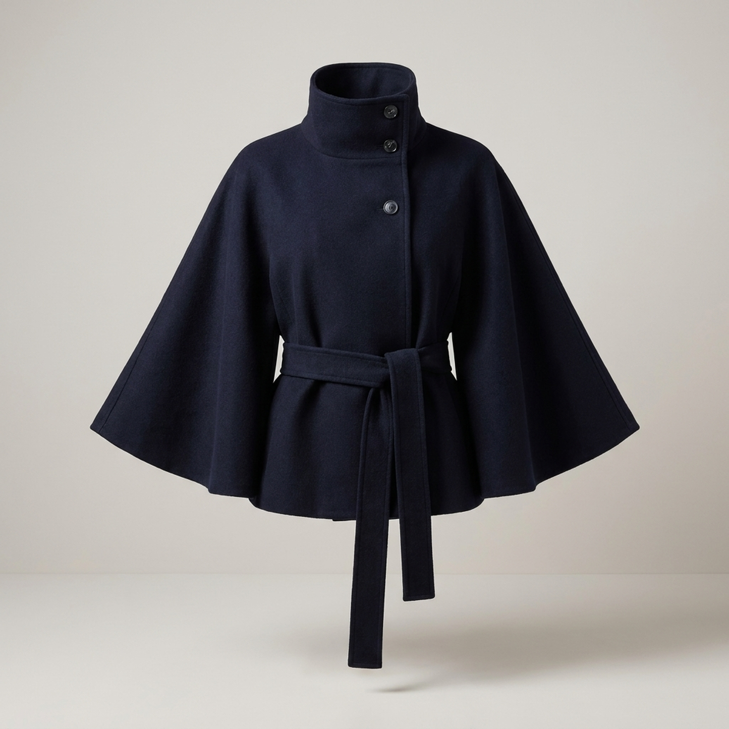 PLUXSTYLE::numise::cape-sleeve-belted-parka::pack-navy-blue