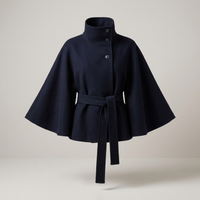 PLUXSTYLE::numise::cape-sleeve-belted-parka::pack-navy-blue