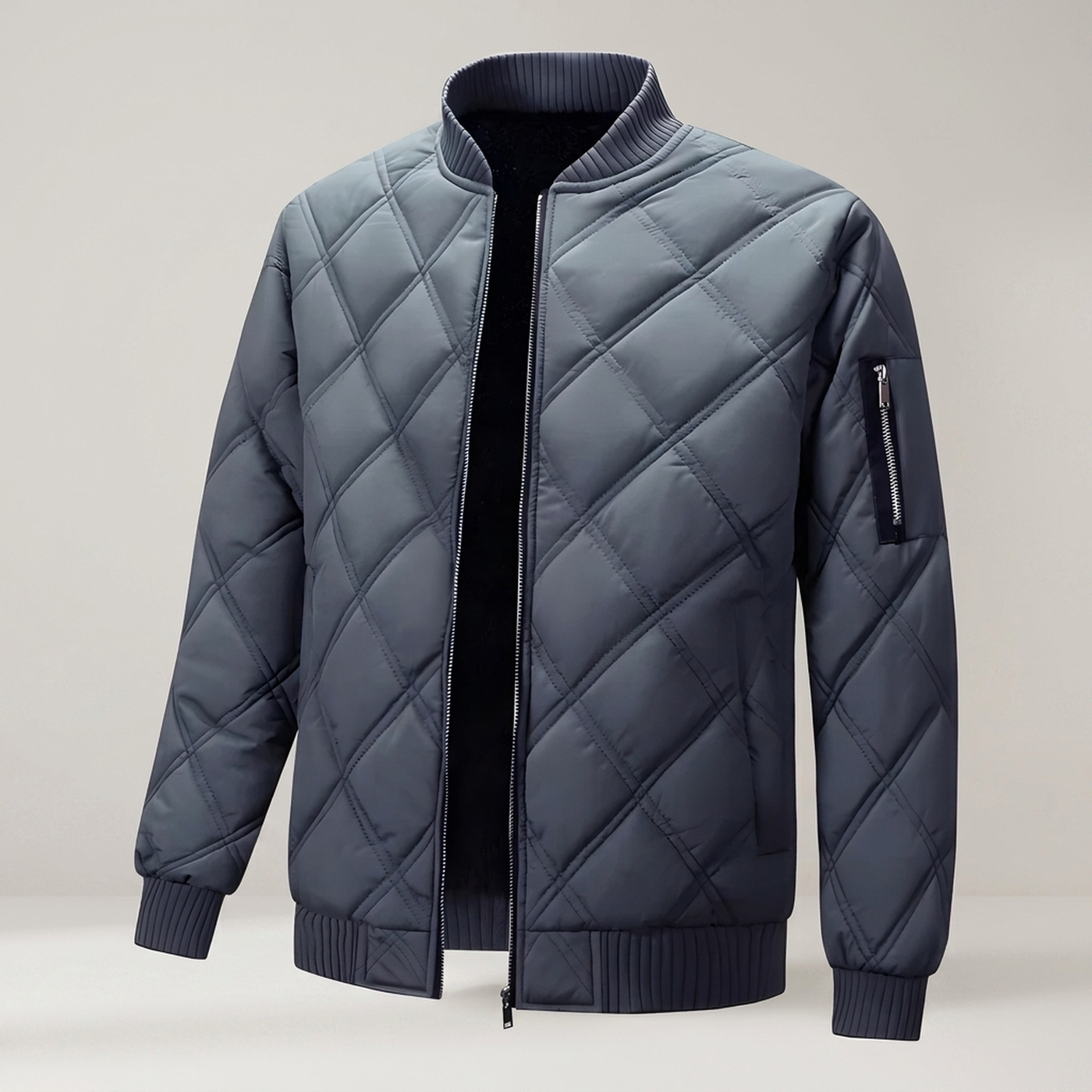 PLUXSTYLE::numise::mens-diamond-quilted-parka::pack-blue-grey