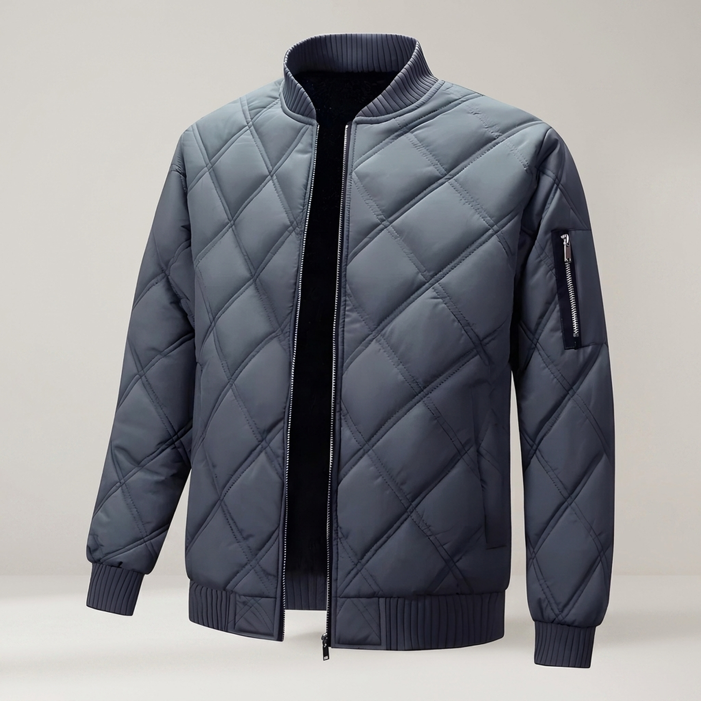 PLUXSTYLE::numise::mens-diamond-quilted-parka::pack-blue-grey
