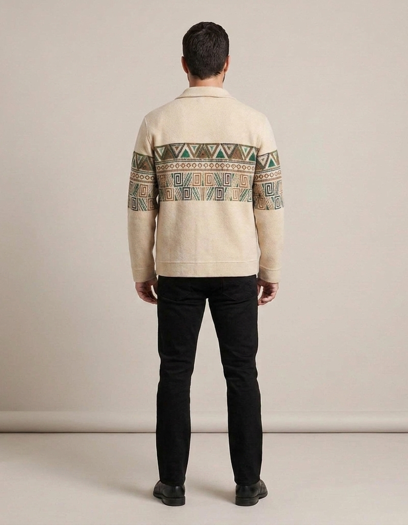 PLUXSTYLE::numise::mens-geometric-cardigan::back