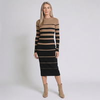 Willa | Vestido midi a rayas de manga larga para mujer