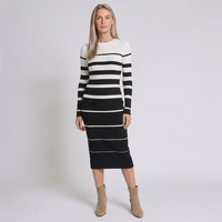 Willa | Vestido midi a rayas de manga larga para mujer