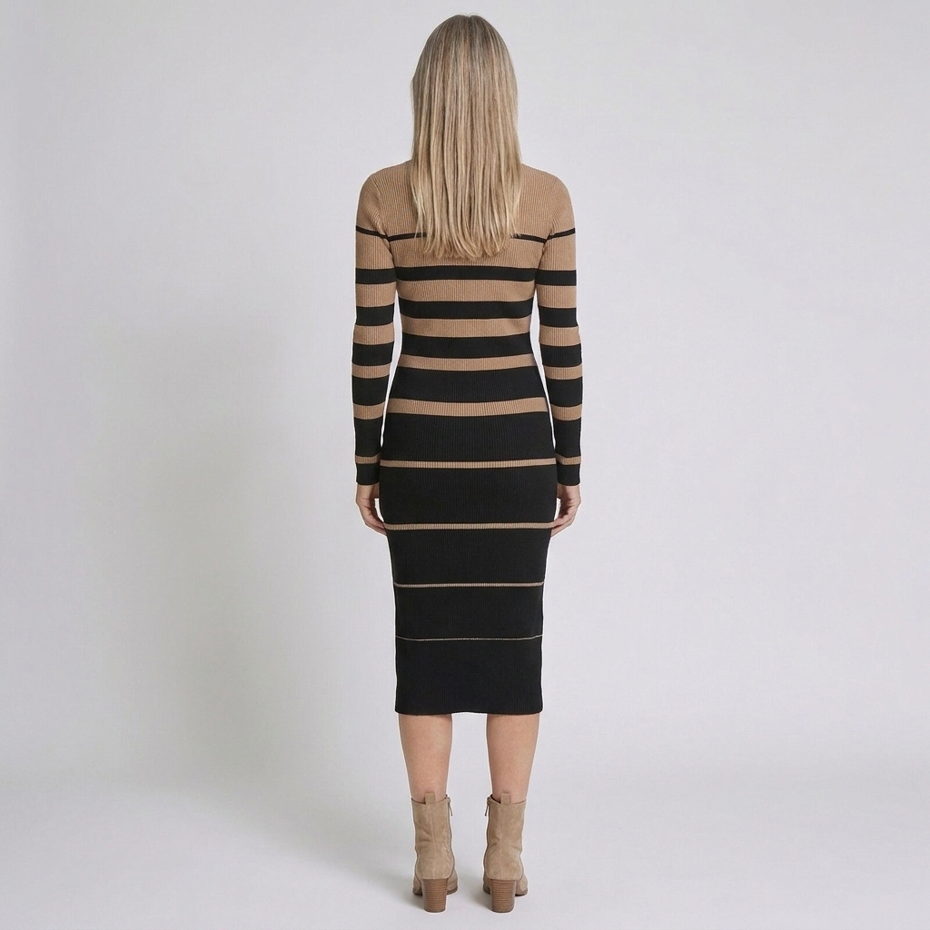 Willa | Vestido midi a rayas de manga larga para mujer