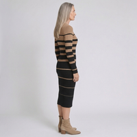 Willa | Vestido midi a rayas de manga larga para mujer
