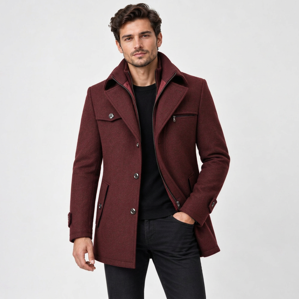 Caleb | Men's Winter Coat with Textured Collar
