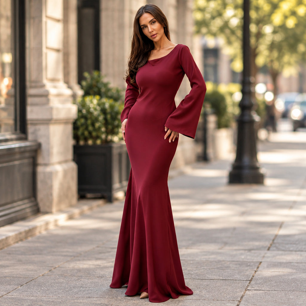 Elegant Long-Sleeve Maxi Dress