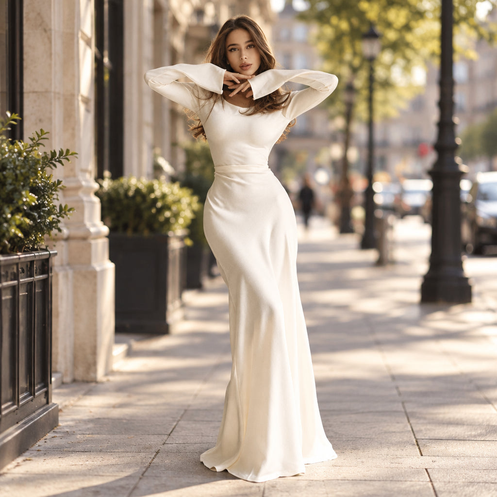 Elegant Long-Sleeve Maxi Dress
