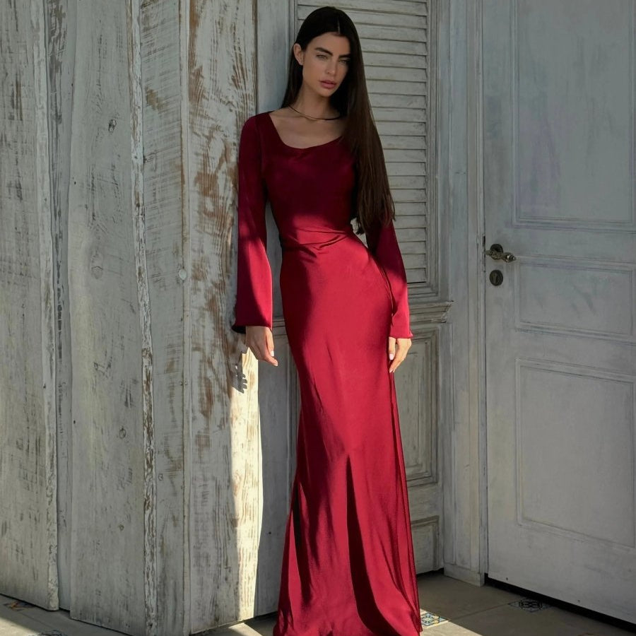 Elegant Long-Sleeve Maxi Dress