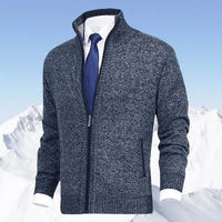 Zip-Up Cardigan With Stand Collar