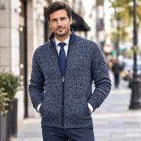 Zip-Up Cardigan With Stand Collar