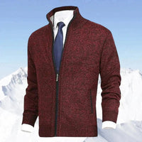 Zip-Up Cardigan With Stand Collar