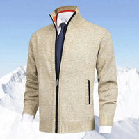 Zip-Up Cardigan With Stand Collar
