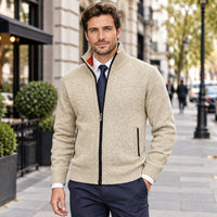 Zip-Up Cardigan With Stand Collar