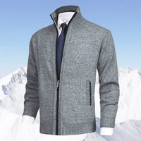 Zip-Up Cardigan With Stand Collar