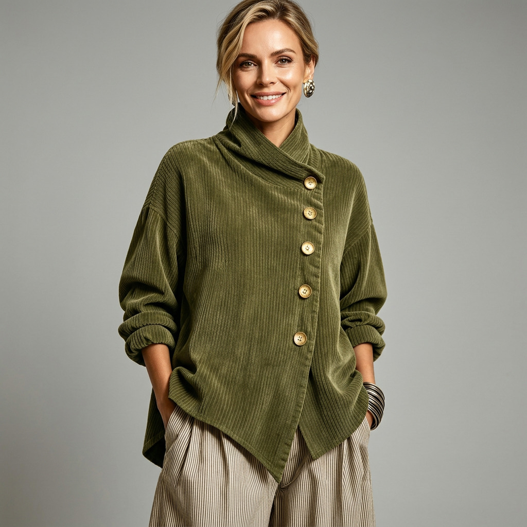 Hailey | Women's Winter Ribbed Button-Detail Jacket