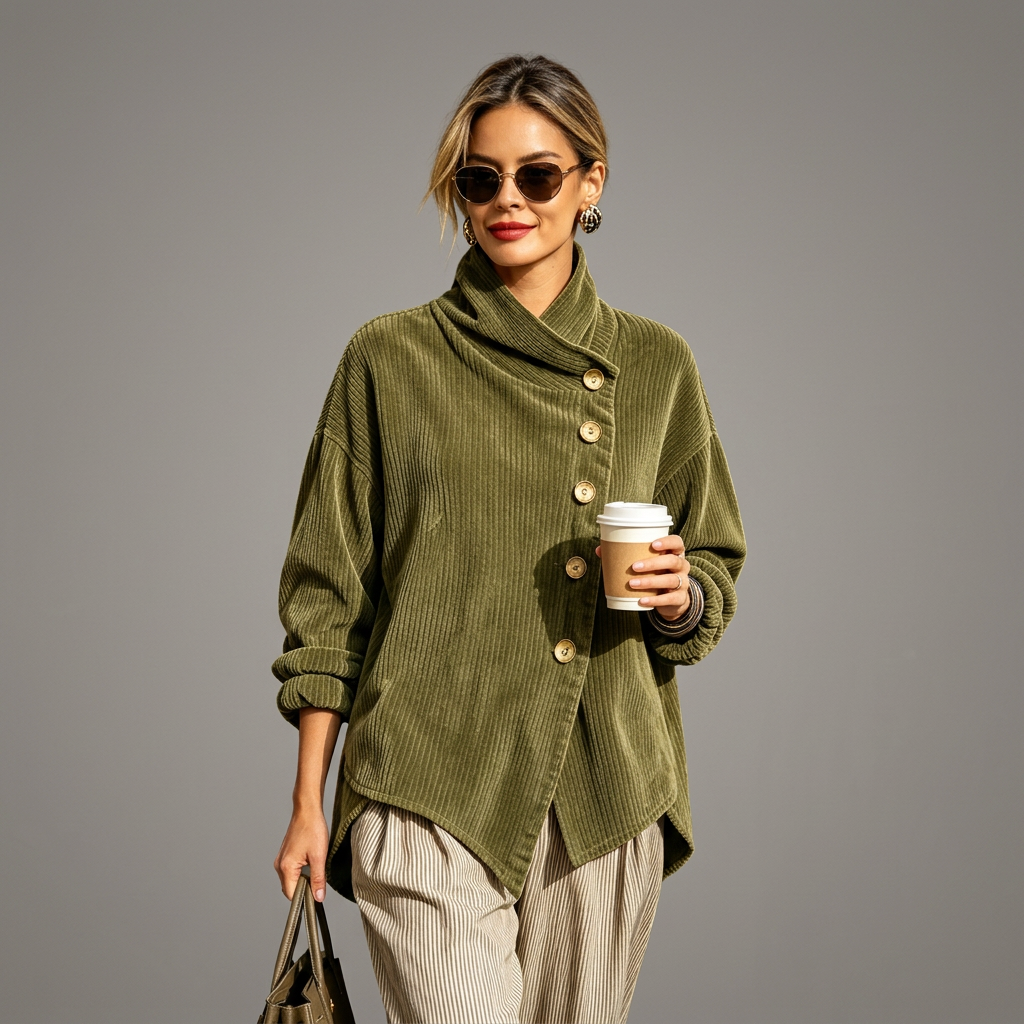 Hailey | Women's Winter Ribbed Button-Detail Jacket