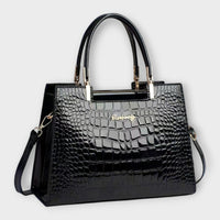 Glossy Croc-Embossed Handbag
