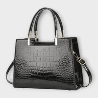 Glossy Croc-Embossed Handbag