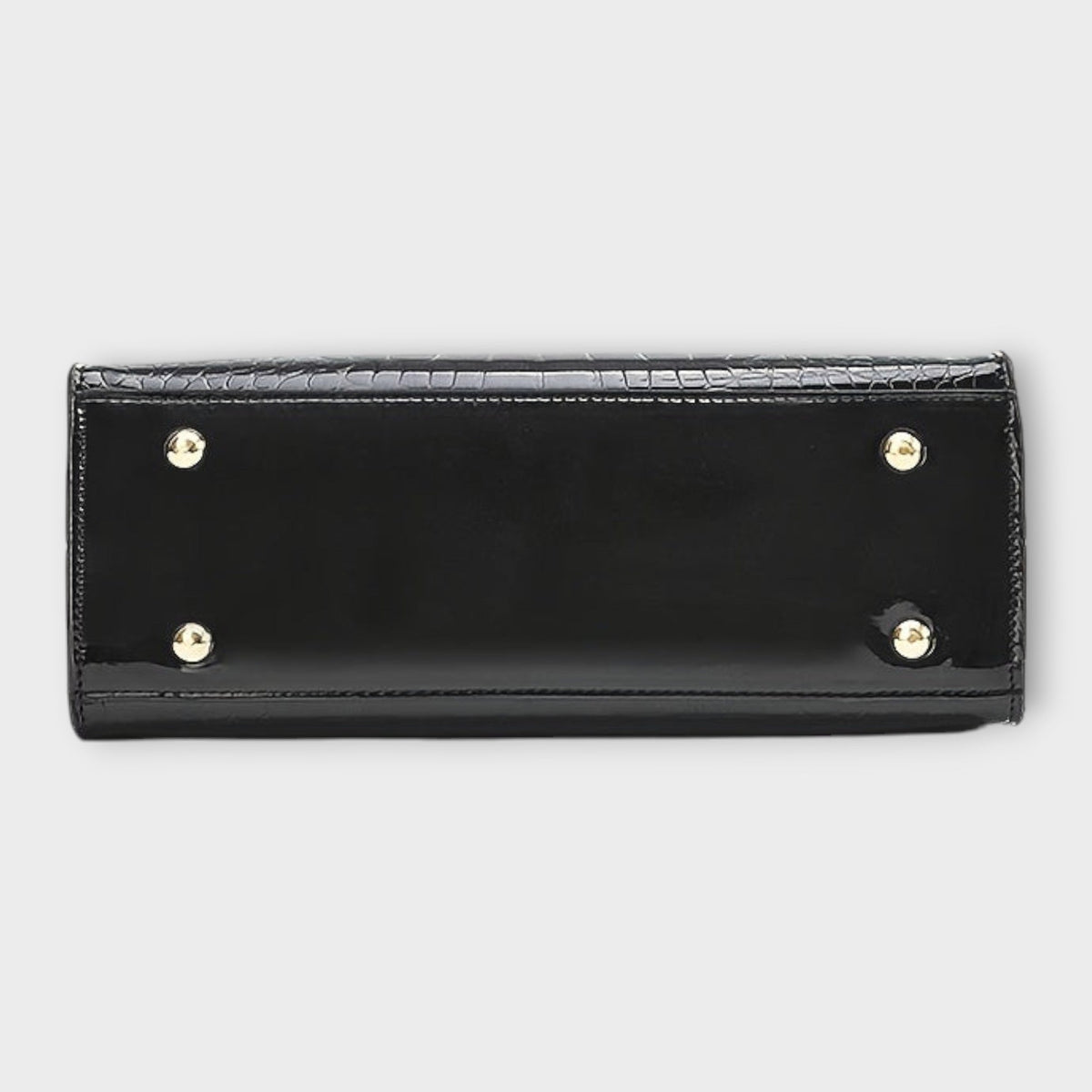 Glossy Croc-Embossed Handbag