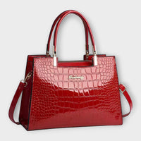 Glossy Croc-Embossed Handbag