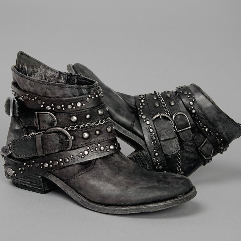 Layered Buckle Buckle Ankle Boots