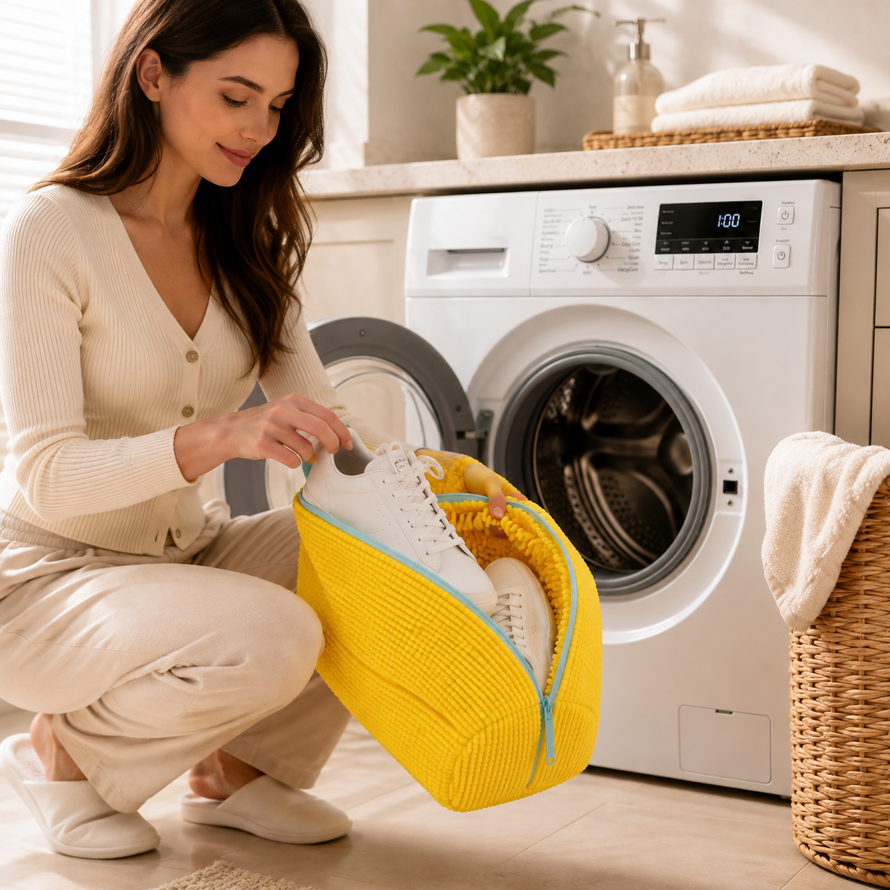 Premium Shoe Washing Bag for Washing Machine – Chenille Sneaker Laundry Bag with Protective Zipper for Shoes