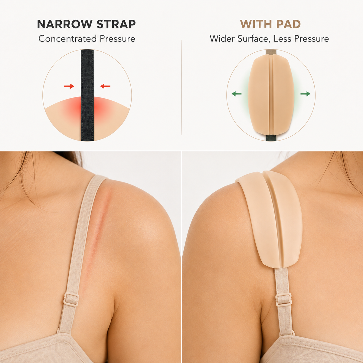 4-Piece Silicone Bra Strap Cushions – Non-Slip Shoulder Comfort Pads