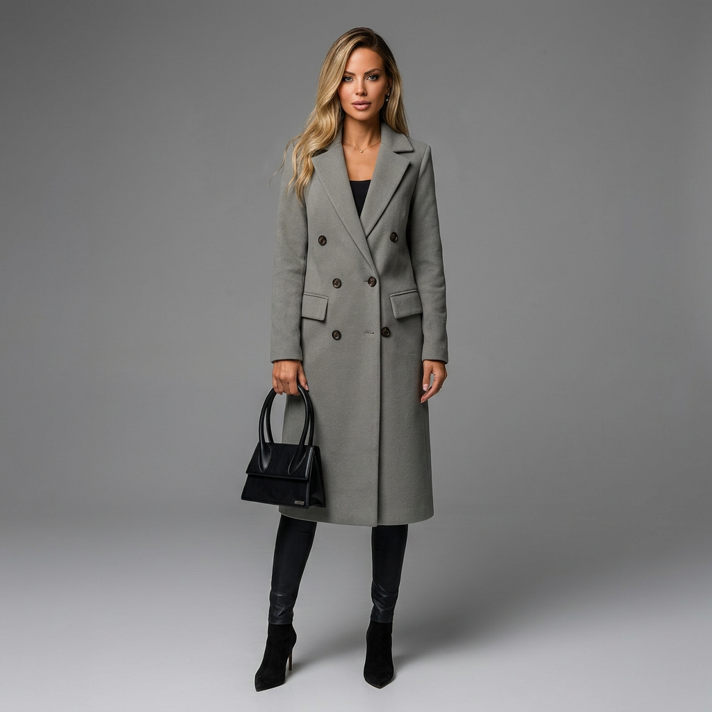 Defined  Double-Breasted Long Coat