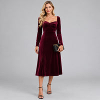 Long-Sleeve A-Line Midi Dress