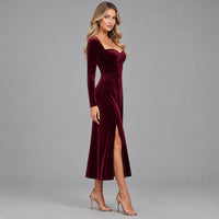 Long-Sleeve A-Line Midi Dress