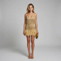 Brooke | Women's Fringe Feather Cocktail Mini Dress
