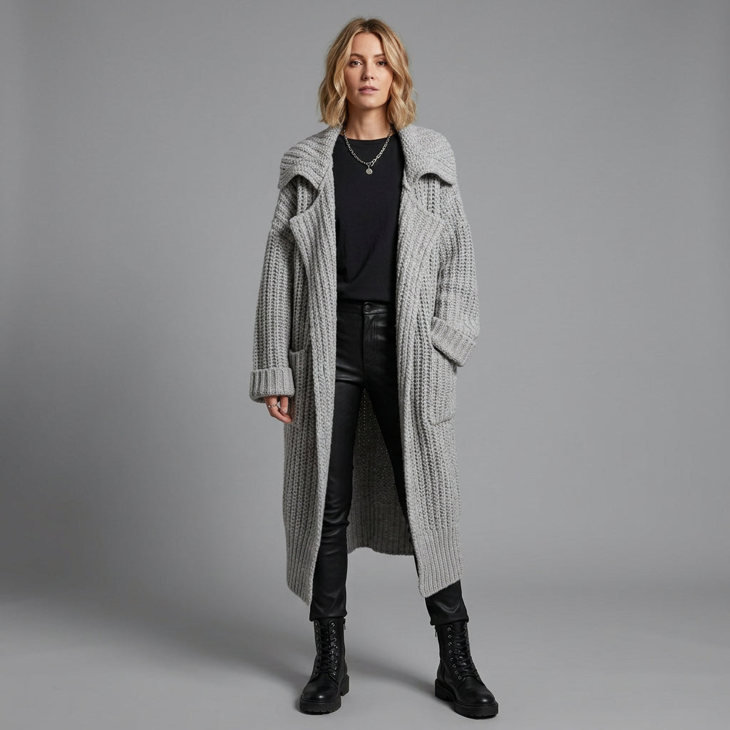 Oversized Longline Lapel Cardigan