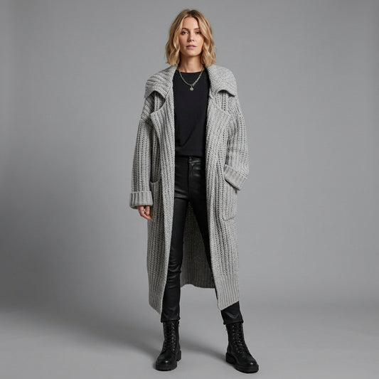 Oversized Longline Lapel Cardigan
