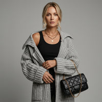 Oversized Longline Lapel Cardigan