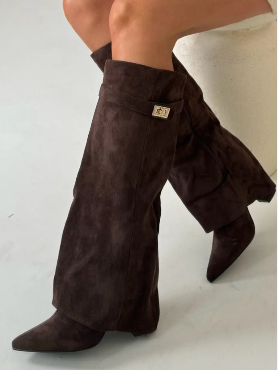 PLUXSTYLE::numise::gold-trim-knee-high-boots::lifestyle-keep-1