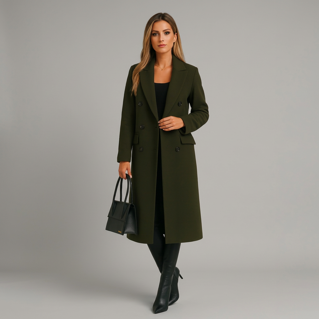 Defined  Double-Breasted Long Coat